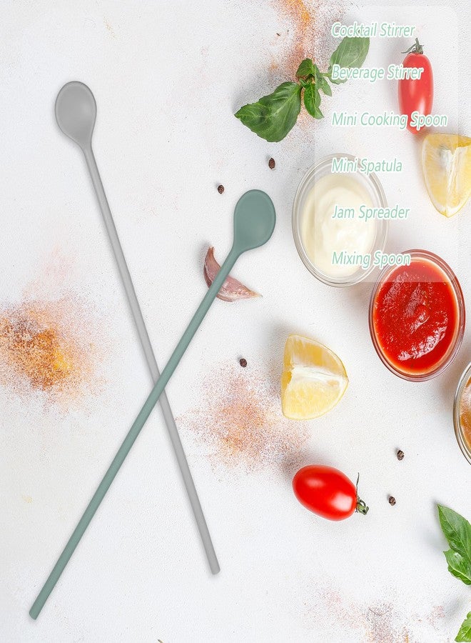 Shimmeroo 3Pcs Silicone Long Spoons for Stirring,Drink Stirrer Coffee Stir Spoons Long Stirring Silicone Spoon Reusable Cocktail Coffee Stirrers for Home Bar 9.9" - Image 5
